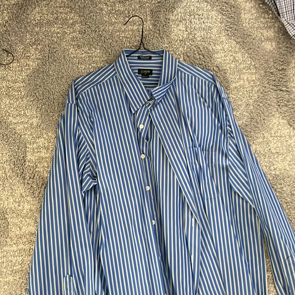 Blue xl j crew button down dress shirt- hardly used